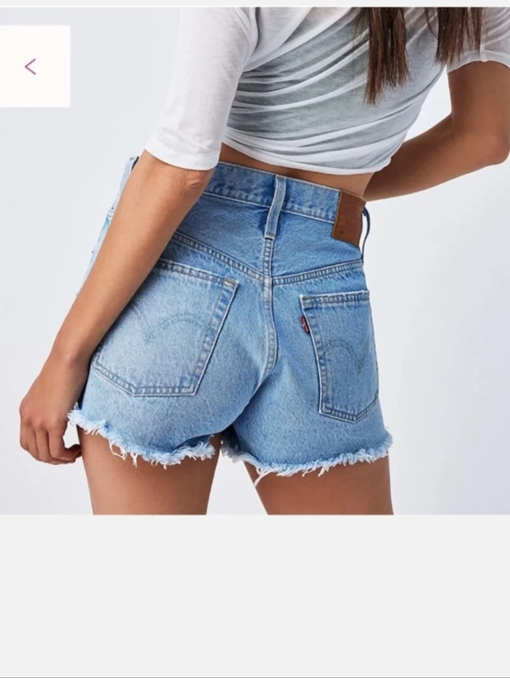 Levi's Denim Shorts 501 Denim Cutoff Shorts Button Fly Raw Hem Highrise - Picture 3 of 11